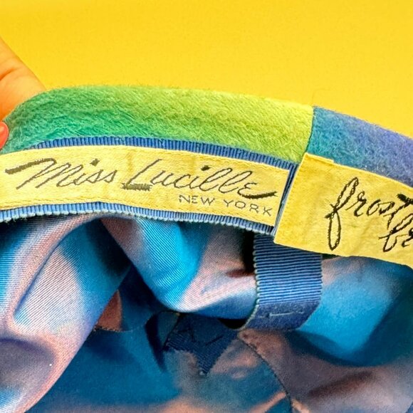 Vintage 1950s Miss Lucille for Frost Bros Felt Hat Turban Style Ombre Blue - Picture 4 of 8